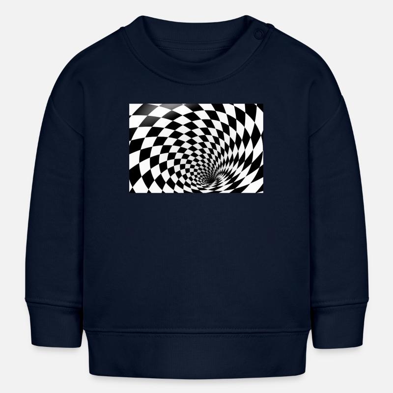 Spirale hypnotique en damier - Sweat bébé bio Stanley/Stella - bleu marine