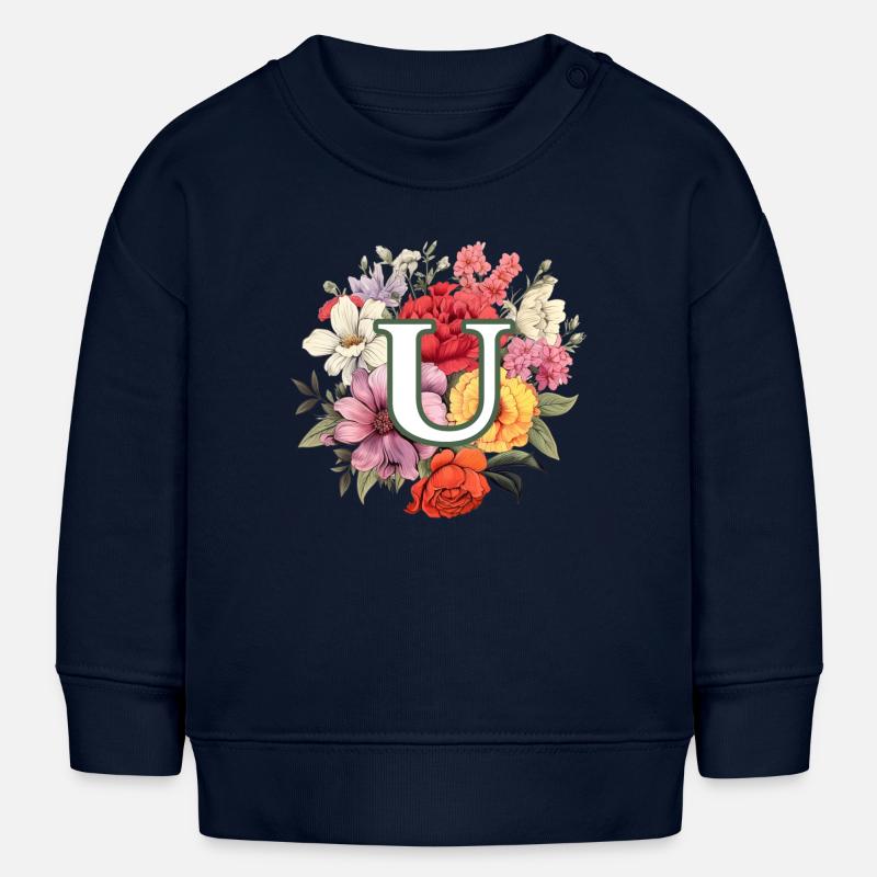 U Monogram Bouquet - Sweat bébé bio Stanley/Stella - bleu marine
