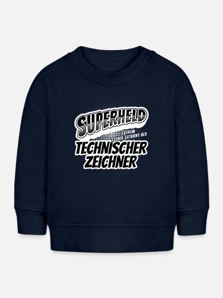 Superheld, clever getarn Technischer Zeichner - Baby Organic Sweatshirt Baby Changer von Stanley/Stella - Navy