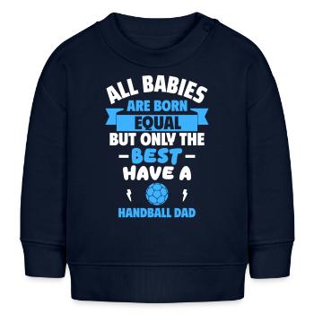 Bébé du papa handballeur, Sportif, Humoristique - Sweat bébé bio Stanley/Stella - bleu marine - Devant