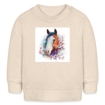 Aquarell Pferdeblüten-Porträt - Baby Organic Sweatshirt Baby Changer von Stanley/Stella - Natur - Vorne