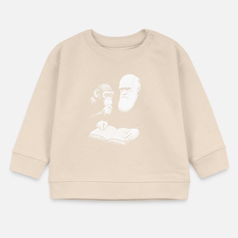 Charles Darwin studying with Monkey  Baby Sweatshirt by Stanley/Stella