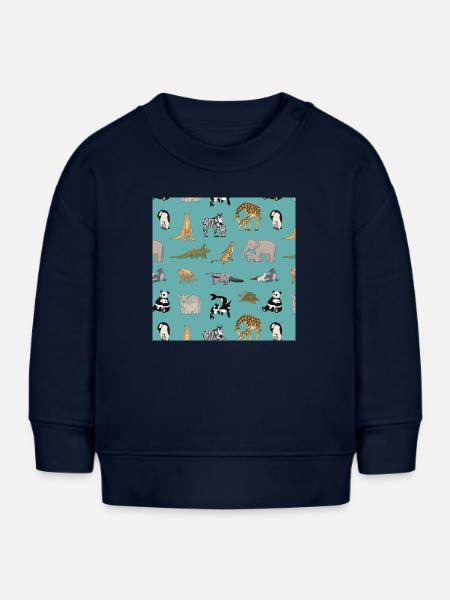 Zoo Muster - Baby Organic Sweatshirt Baby Changer von Stanley/Stella - Navy
