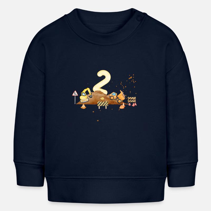 2e anniversaire chantier de construction - Sweat bébé bio Stanley/Stella - bleu marine