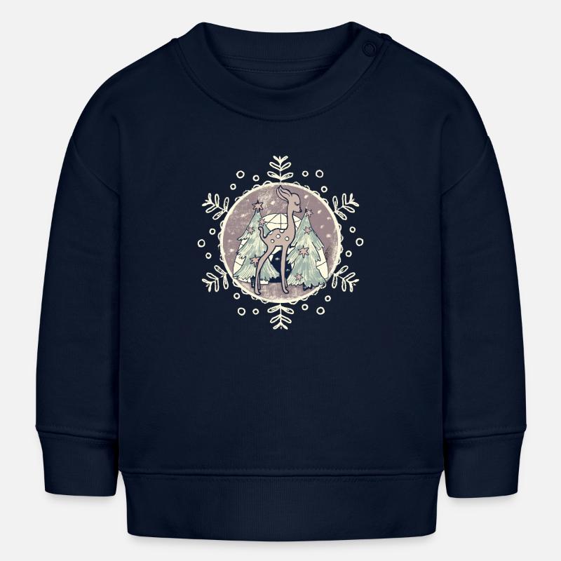 Cerf de Noël - Sweat bébé bio Stanley/Stella - bleu marine