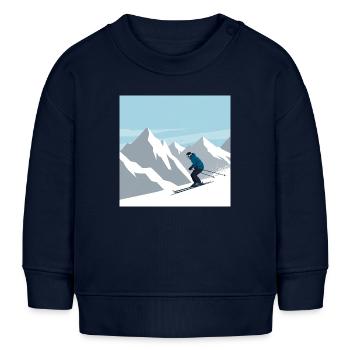 Die Faszination des Skifahrens in den Alpen - Baby Organic Sweatshirt Baby Changer von Stanley/Stella - Navy - Vorne