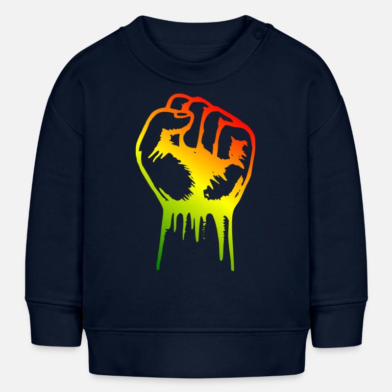 Poing reggae - Sweat bébé bio Stanley/Stella - bleu marine