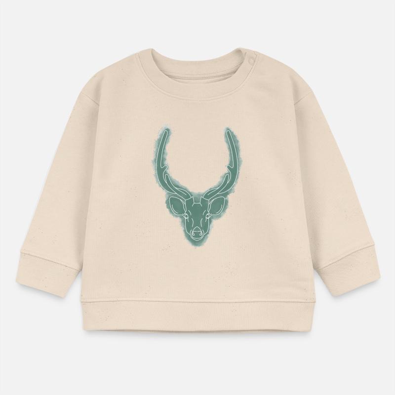 Hirschkopf / Geweih / Jagdtrophäe / Hirsch / Wild Baby Organic Sweatshirt Baby Changer von Stanley/Stella