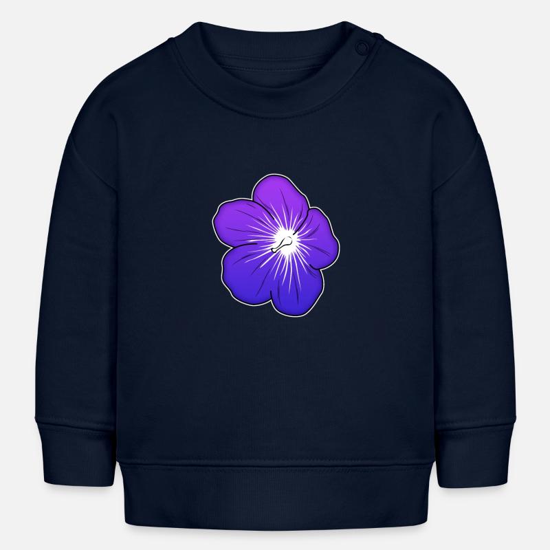 Illustration de fleur violette avec centre lumineux - Sweat bébé bio Stanley/Stella - bleu marine