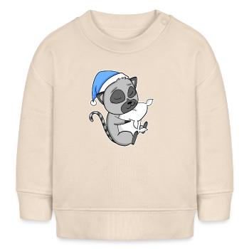 Lémurien avec oreiller et bonnet somnolent - Sweat bébé bio Stanley/Stella - écru doux - Devant