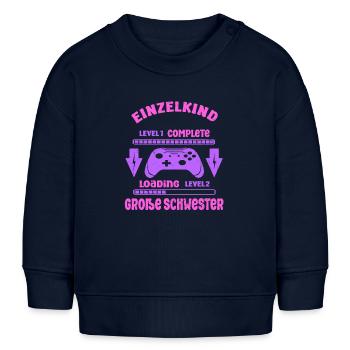 Einzelkind Complete - Loading Große Schwester 2026 - Baby Organic Sweatshirt Baby Changer von Stanley/Stella - Navy - Vorne