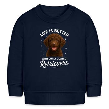 Curly Coated Retriever - Baby Organic Sweatshirt Baby Changer von Stanley/Stella - Navy - Vorne