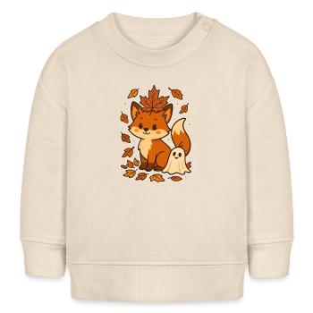 Herbstlicher Fuchs mit Blättern - Baby Organic Sweatshirt Baby Changer von Stanley/Stella - Natur - Vorne