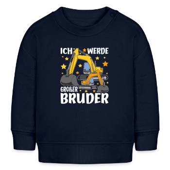 Ich werde Großer Bruder 2026 Kinder Nachwuchs - Baby Organic Sweatshirt Baby Changer von Stanley/Stella - Navy - Vorne