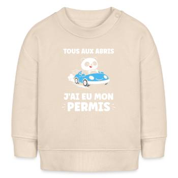 Humour permis de conduire - Sweat bébé bio Stanley/Stella - écru doux - Devant
