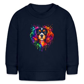 Cavalier King Charles | Spaniel Pop Art - Baby Organic Sweatshirt Baby Changer von Stanley/Stella - Navy - Vorne