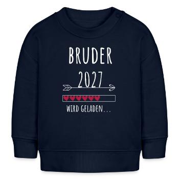 Schwangerschaft Verkünden – Bruder 2027 - Baby Organic Sweatshirt Baby Changer von Stanley/Stella - Navy - Vorne