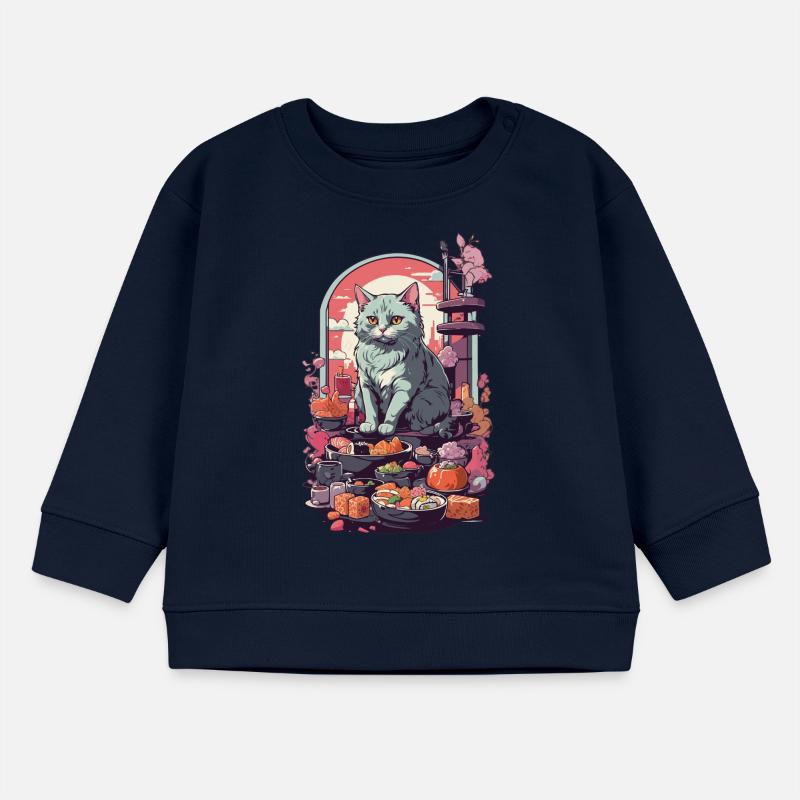 Retro Katze Sushi Sashimi Ukiyo-E Kunststil Baby Organic Sweatshirt Baby Changer von Stanley/Stella