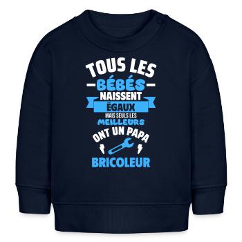Bébé de papa bricoleur,humour,bricolage,naissance - Sweat bébé bio Stanley/Stella - bleu marine - Devant