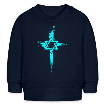 Messianische Juden Judenchristen Davidstern Kreuz - Baby Organic Sweatshirt Baby Changer von Stanley/Stella - Navy - Vorne