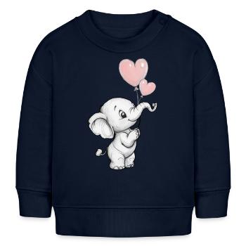 Elefant mit Herz-Luftballons - Baby Organic Sweatshirt Baby Changer von Stanley/Stella - Navy - Vorne