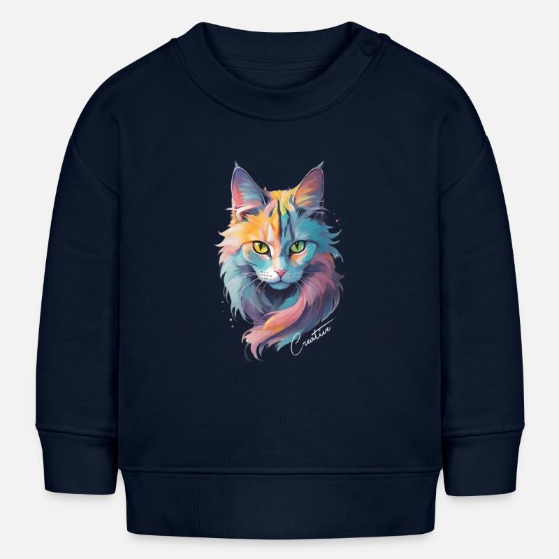Chat Créatif - Sweat bébé bio Stanley/Stella - bleu marine