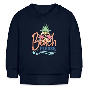 Plage s’il vous plaît - Sweat bébé bio Stanley/Stella - bleu marine - Devant