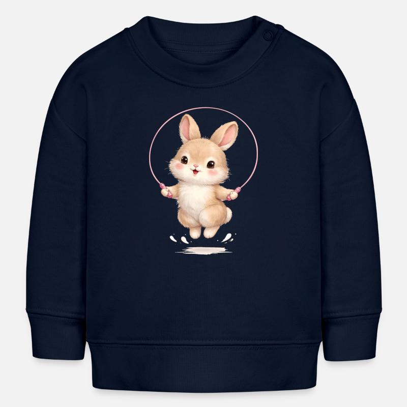 Cute bunny jumping rope - Baby Sweatshirt by Stanley/Stella - navy