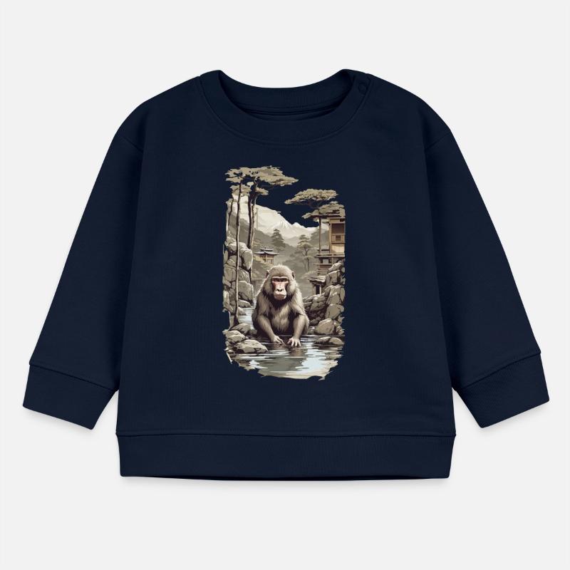 Singe japonais macaque ukiyo-e dans un design de source chaude Sweat bébé bio Stanley/Stella