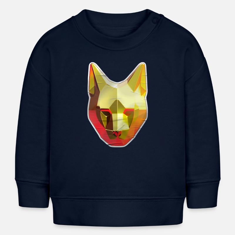 Polygone de chat en or - Sweat bébé bio Stanley/Stella - bleu marine