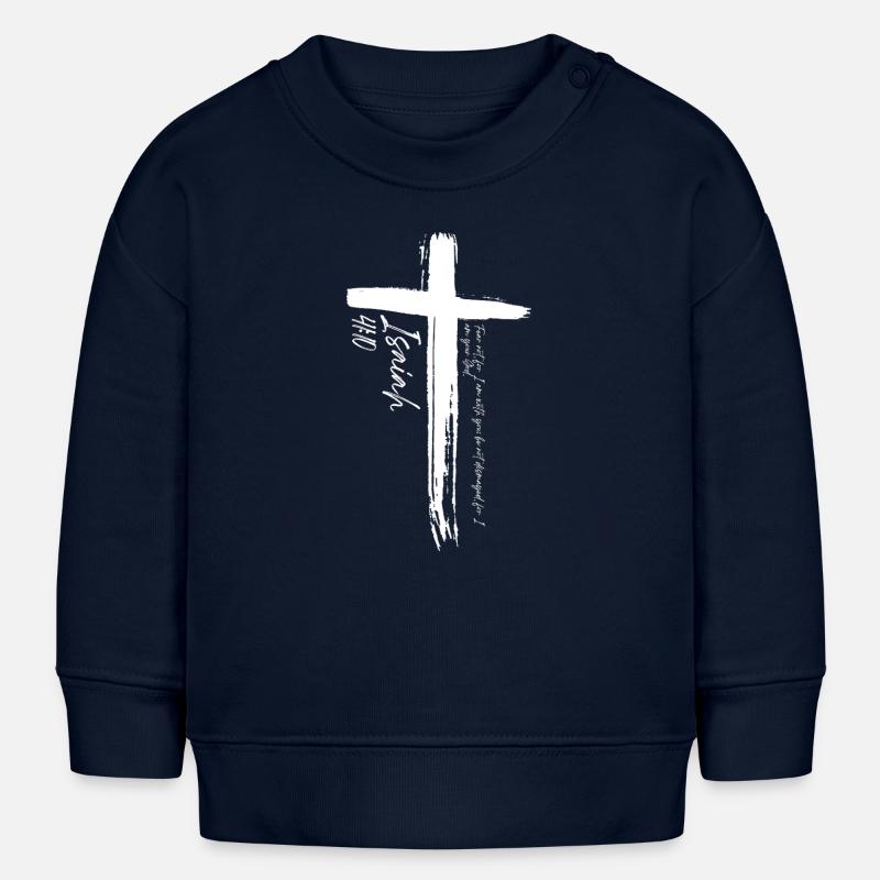 Croix - Isaïe 41:10 - Sweat bébé bio Stanley/Stella - bleu marine