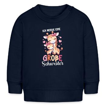 Ich Werde Eine Große Schwester Giraffen - Baby Organic Sweatshirt Baby Changer von Stanley/Stella - Navy - Vorne