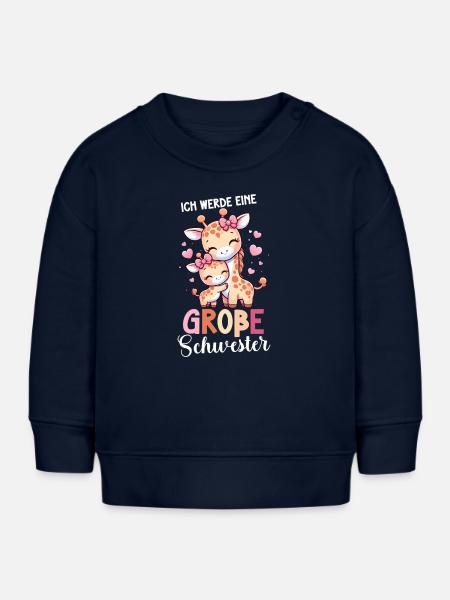 Ich Werde Eine Große Schwester Giraffen - Baby Organic Sweatshirt Baby Changer von Stanley/Stella - Navy
