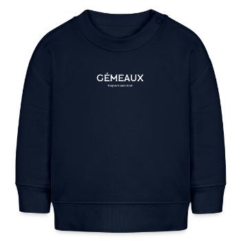 Gémeaux - Toujours plus haut - Sweat bébé bio Stanley/Stella - bleu marine - Devant