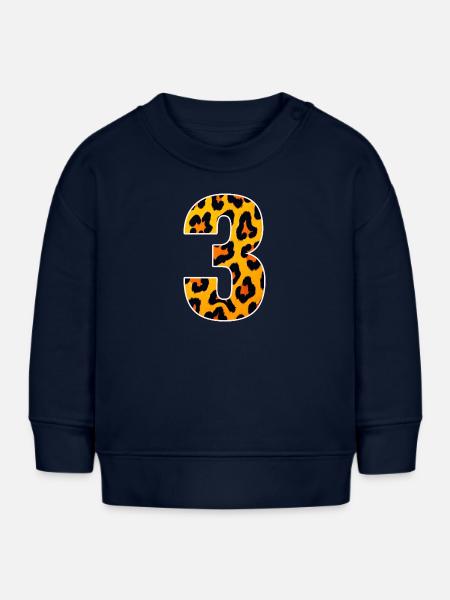 Leopard 3 Zahl Muster - Baby Organic Sweatshirt Baby Changer von Stanley/Stella - Navy