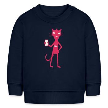 Kleine Monster: Punk-Katzen-Neon-Attitüde - Baby Organic Sweatshirt Baby Changer von Stanley/Stella - Navy - Vorne