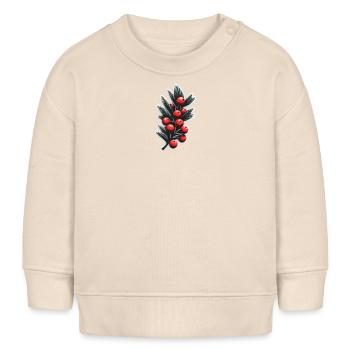Roter Beerenzweig Blattmuster - Baby Organic Sweatshirt Baby Changer von Stanley/Stella - Natur - Vorne