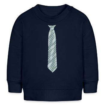 Cravate - Motif - Oblique - Gris - Fausse cravate - Sweat bébé bio Stanley/Stella - bleu marine - Devant