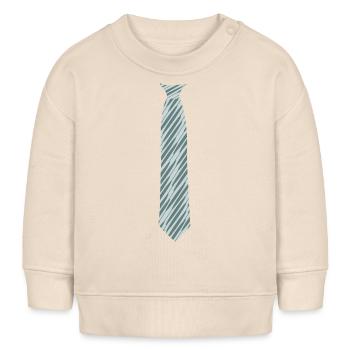 Tie - Pattern - Oblique - Grey - Fake Tie - Baby Sweatshirt by Stanley/Stella - soft Ecru - Front