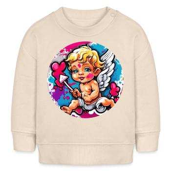 Cupidon / Amour / Flèche / Coeur / Saint Valentin - Sweat bébé bio Stanley/Stella - écru doux - Devant