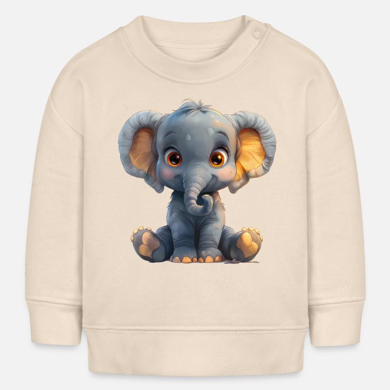 éléphant - Sweat bébé bio Stanley/Stella - écru doux