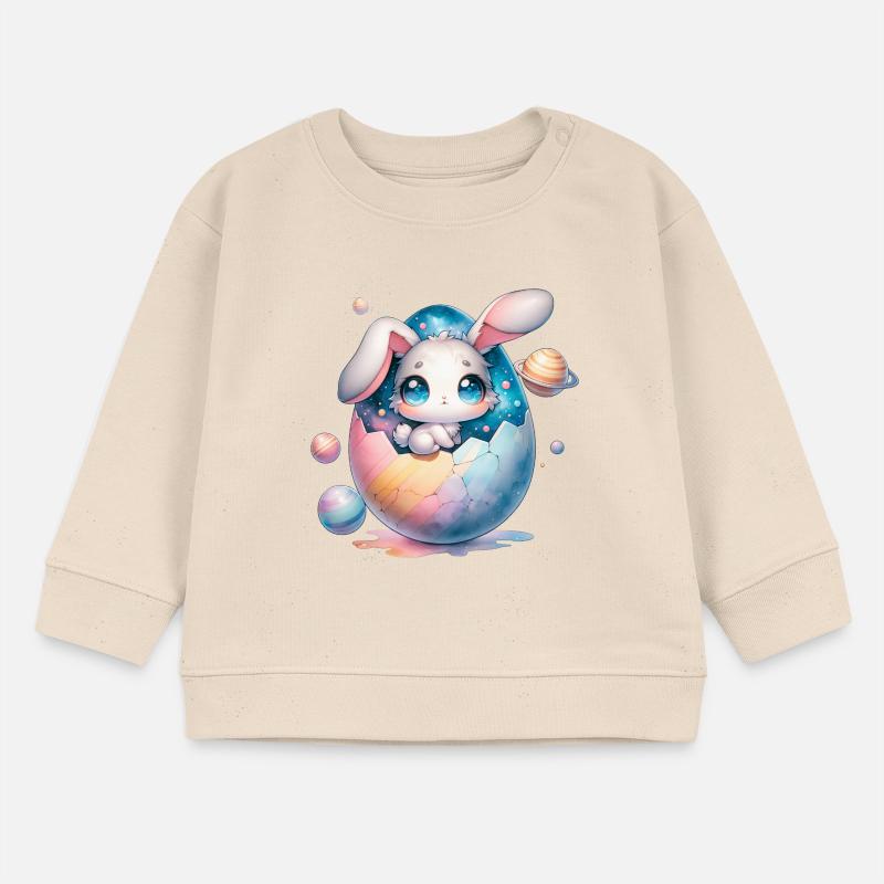 Chibi Space Bunny Sitting In a Cracked Easter Egg Baby Sweatshirt by Stanley/Stella