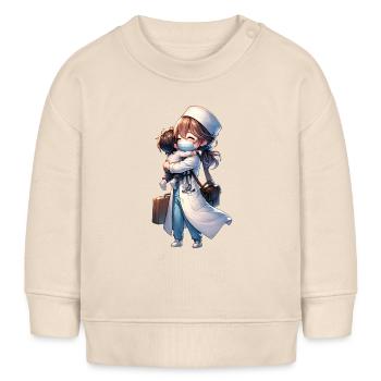 Eine Arztmutter kommt von der Arbeit nach Hause - Baby Organic Sweatshirt Baby Changer von Stanley/Stella - Natur - Vorne