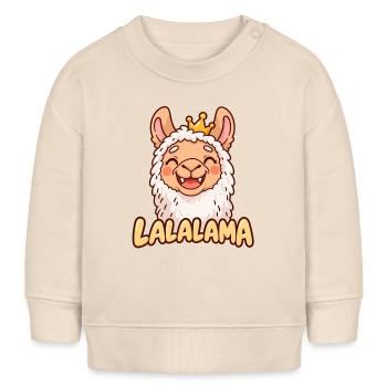 LALALAMA – Grinsendes Lama mit Krone - Baby Organic Sweatshirt Baby Changer von Stanley/Stella - Natur - Vorne