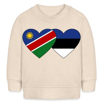 Namibia Estonia Flag Heart - Baby Sweatshirt by Stanley/Stella - soft Ecru - Front