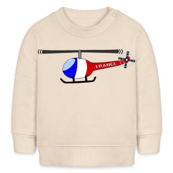 Hélicoptère France Flag Enfants - Sweat bébé bio Stanley/Stella - écru doux - Devant