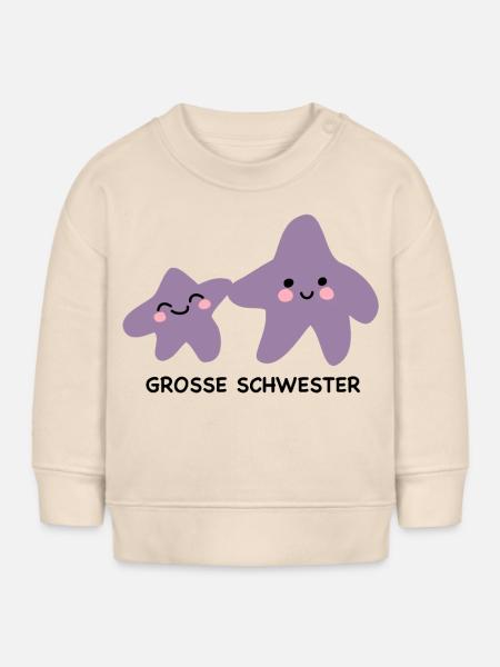 Süße Sternchen Große Schwester - Baby Organic Sweatshirt Baby Changer von Stanley/Stella - Natur