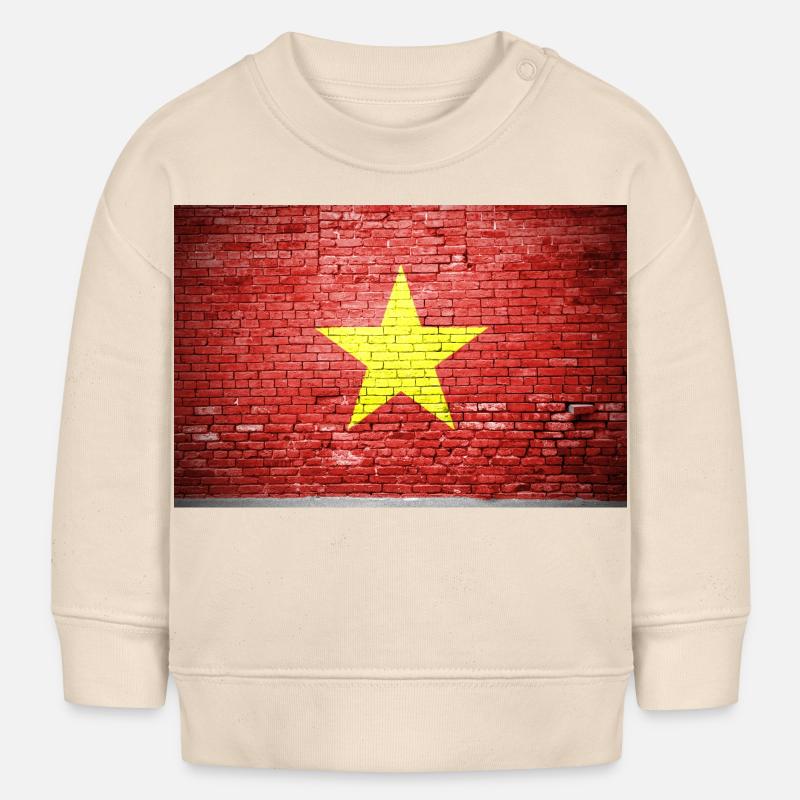 Drapeau vietnamien vietnamien Graffiti sur mur de briques - Sweat bébé bio Stanley/Stella - écru doux
