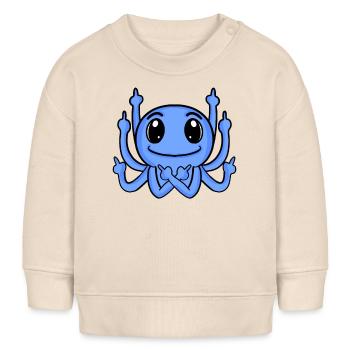Kraken Mittelfinger Lustig - Baby Organic Sweatshirt Baby Changer von Stanley/Stella - Natur - Vorne