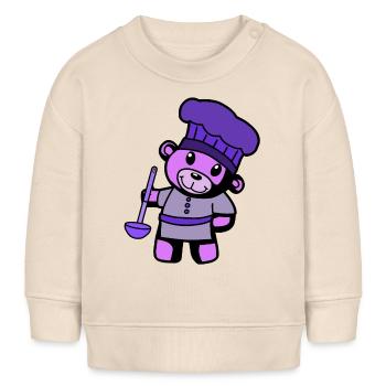 Hobby Chef Cuisine Ours en peluche Cuisinier Louche à soupe - Sweat bébé bio Stanley/Stella - écru doux - Devant